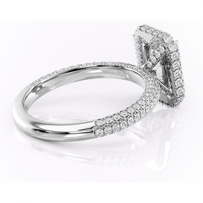 Inel de logodnă Nerina din aur Alb 18kt cu moissanite tăietură radiantă – Halo rafinată pentru profil înalt | Personalizează și configurează gratuit online [3]