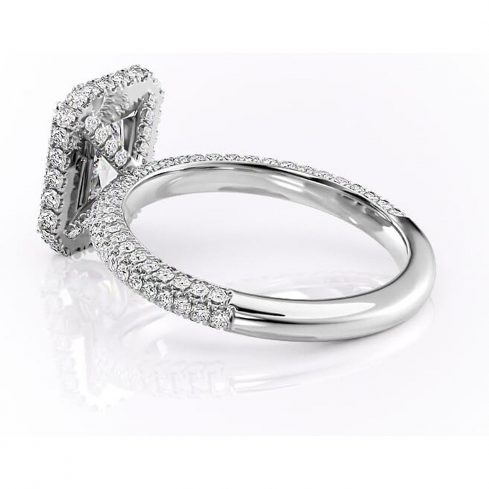 Inel de logodnă Nerina din aur Alb 18kt cu moissanite tăietură radiantă – Halo rafinată pentru profil înalt | Personalizează și configurează gratuit online [5]