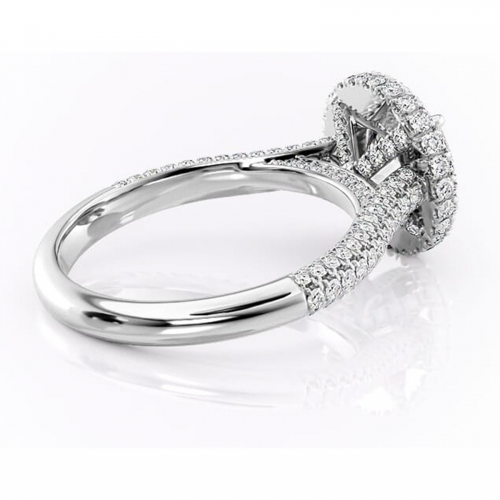 Inel de logodnă Nerina din aur Alb 14kt cu moissanite tăietură rotundă – Halo rafinată pentru profil înalt | Personalizează și configurează gratuit online [3]