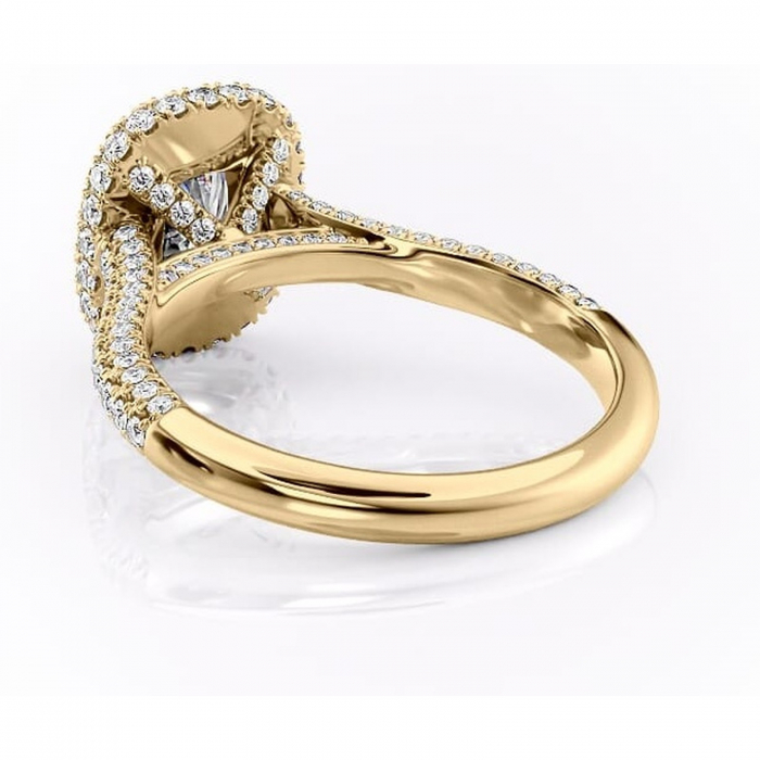 Inel de logodnă Nerina din aur Galben 14kt cu moissanite tăietură pernă – Halo rafinată pentru profil înalt | Personalizează și configurează gratuit online [4]