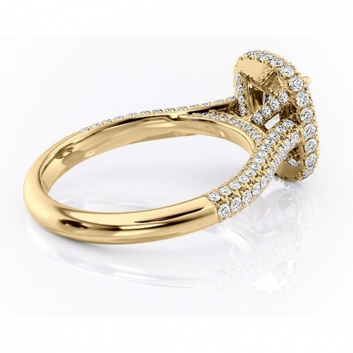 Inel de logodnă Nerina din aur Galben 14kt cu moissanite tăietură pernă – Halo rafinată pentru profil înalt | Personalizează și configurează gratuit online [3]