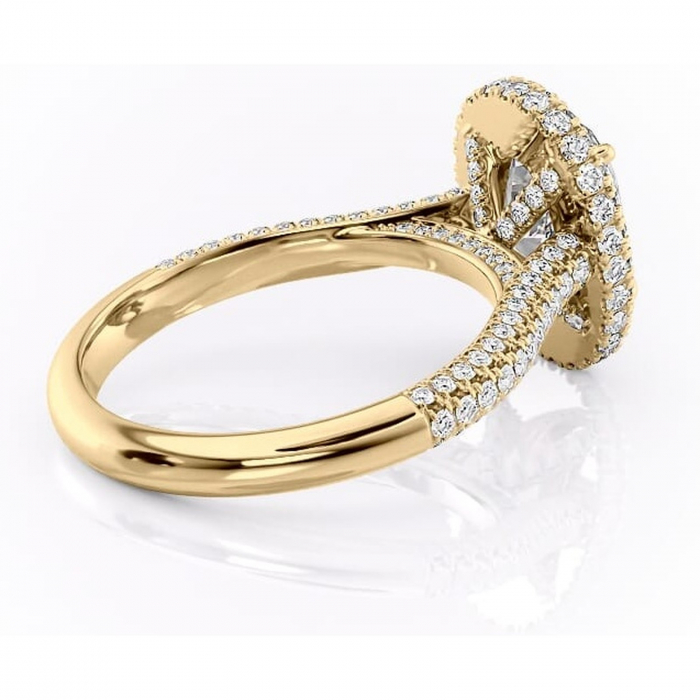 Inel de logodnă Nerina din aur Galben 18kt cu moissanite tăietură ovală – Halo rafinată pentru profil înalt | Personalizează și configurează gratuit online [3]