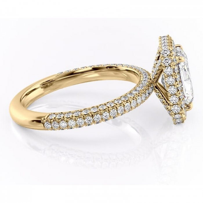 Inel de logodnă Nerina din aur Galben 18kt cu moissanite tăietură radiantă – Halo rafinată pentru profil înalt | Personalizează și configurează gratuit online [2]