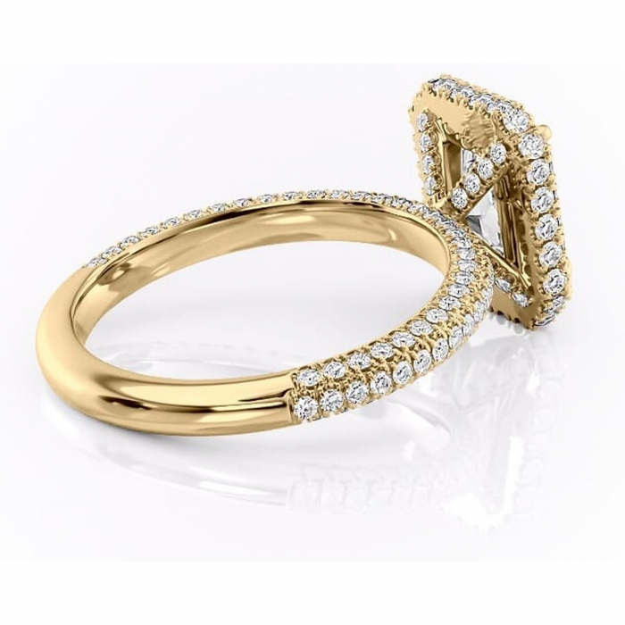 Inel de logodnă Nerina din aur Galben 18kt cu moissanite tăietură radiantă – Halo rafinată pentru profil înalt | Personalizează și configurează gratuit online [3]