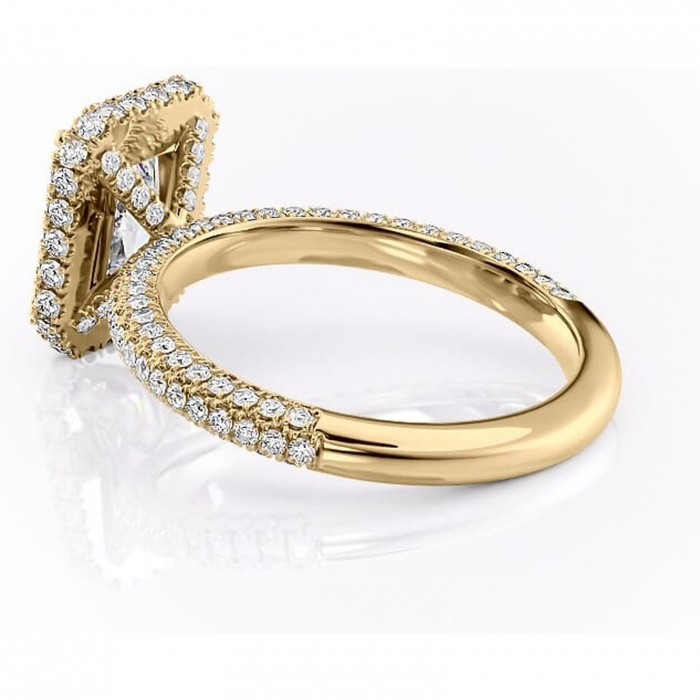 Inel de logodnă Nerina din aur Galben 18kt cu moissanite tăietură radiantă – Halo rafinată pentru profil înalt | Personalizează și configurează gratuit online [5]