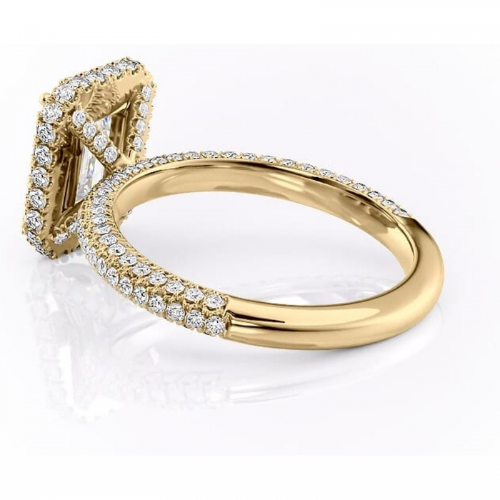 Inel de logodnă Nerina din aur Galben 18kt cu moissanite tăietură smarald – Halo rafinată pentru profil înalt | Personalizează și configurează gratuit online [5]