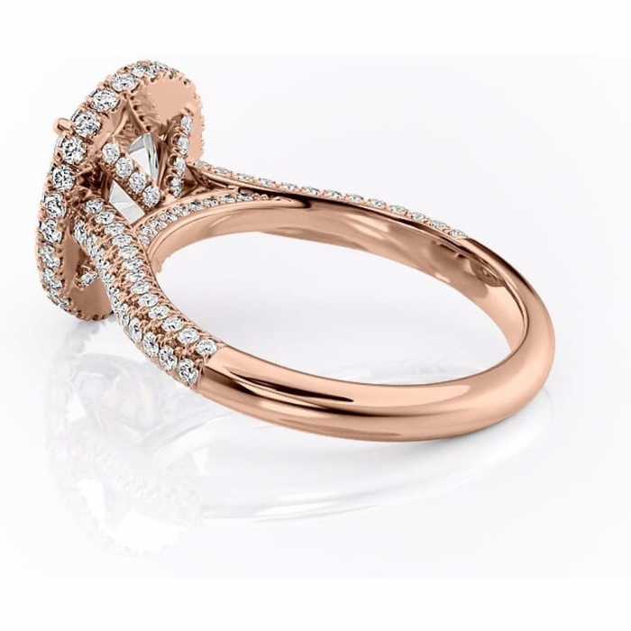 Inel de logodnă Nerina din aur Rose 14kt cu moissanite tăietură ovală – Halo rafinată pentru profil înalt | Personalizează și configurează gratuit online [5]