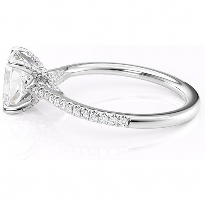 Inel de logodnă Noa din aur Alb 14kt cu moissanite tăietură asscher – Montură pavé rafinată pentru profil înalt | Personalizează și configurează gratuit online [6]