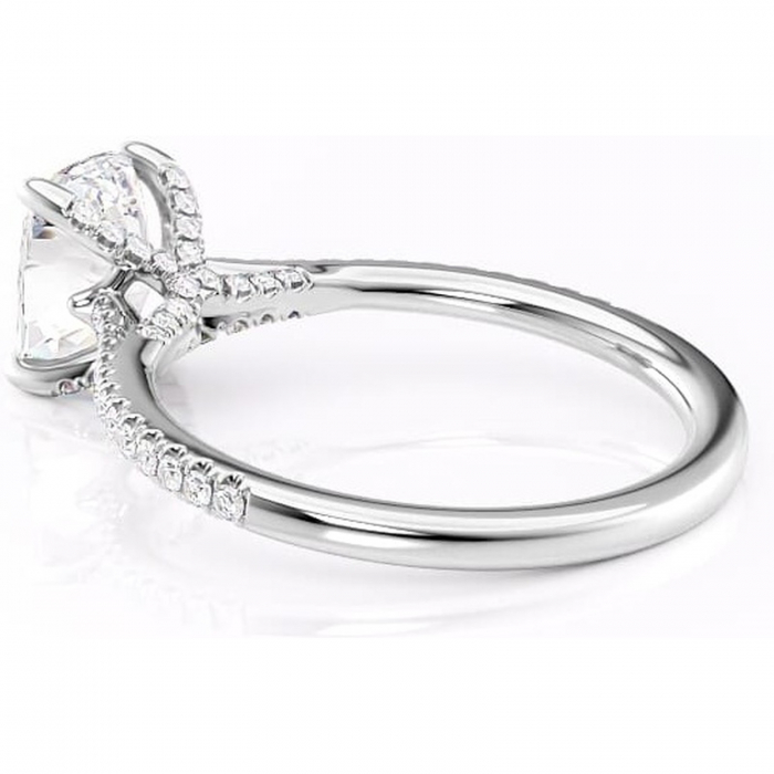 Inel de logodnă Noa din aur Alb 14kt cu moissanite tăietură asscher – Montură pavé rafinată pentru profil înalt | Personalizează și configurează gratuit online [5]