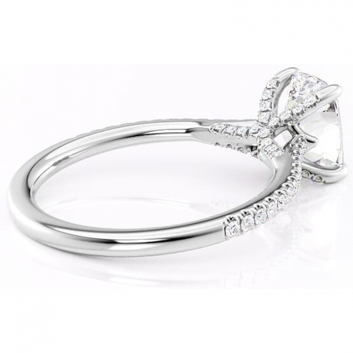 Inel de logodnă Noa din aur Alb 14kt cu moissanite tăietură asscher – Montură pavé rafinată pentru profil înalt | Personalizează și configurează gratuit online [3]