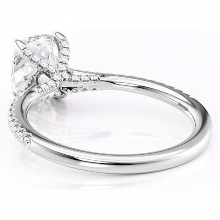 Inel de logodnă Noa din aur Alb 14kt cu moissanite tăietură asscher – Montură pavé rafinată pentru profil înalt | Personalizează și configurează gratuit online [4]