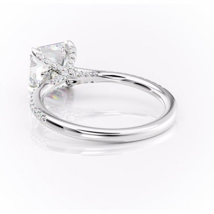 Inel de logodnă Noa din aur Alb 14kt cu moissanite tăietură asscher – Montură pavé rafinată pentru profil înalt | Personalizează și configurează gratuit online [4]