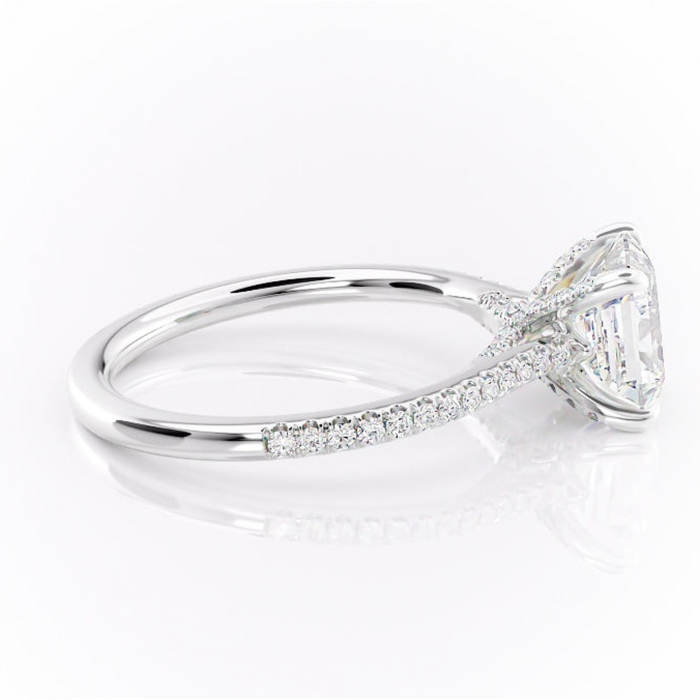 Inel de logodnă Noa din aur Alb 14kt cu moissanite tăietură asscher – Montură pavé rafinată pentru profil înalt | Personalizează și configurează gratuit online [2]
