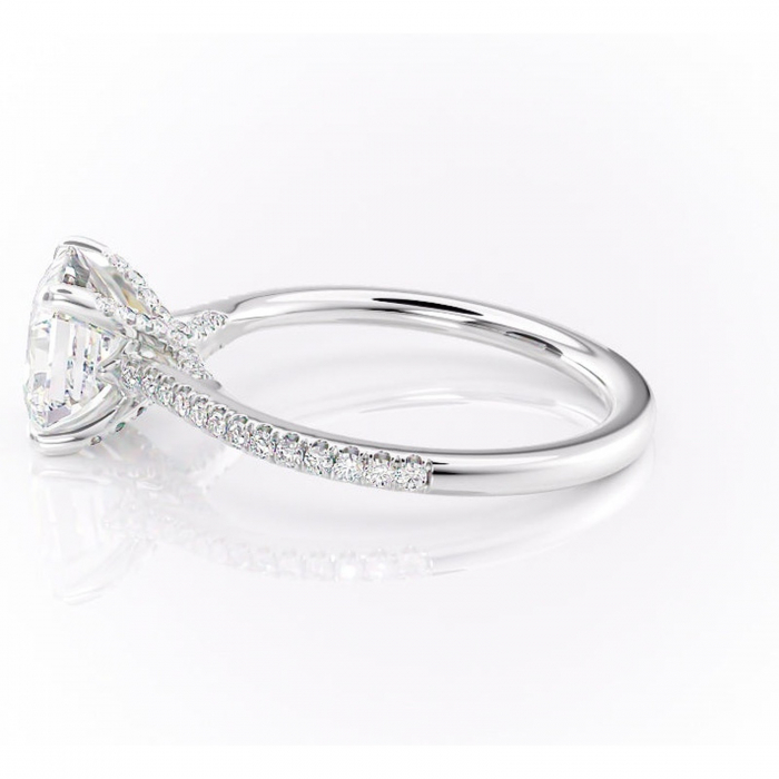 Inel de logodnă Noa din aur Alb 14kt cu moissanite tăietură asscher – Montură pavé rafinată pentru profil înalt | Personalizează și configurează gratuit online [6]