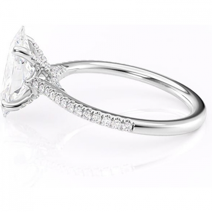 Inel de logodnă Noa din aur Alb 14kt cu moissanite tăietură marquise – Montură pavé rafinată pentru profil înalt | Personalizează și configurează gratuit online [6]