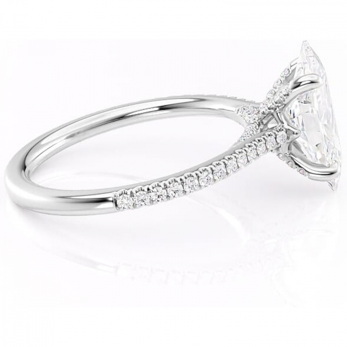 Inel de logodnă Noa din aur Alb 14kt cu moissanite tăietură marquise – Montură pavé rafinată pentru profil înalt | Personalizează și configurează gratuit online [2]