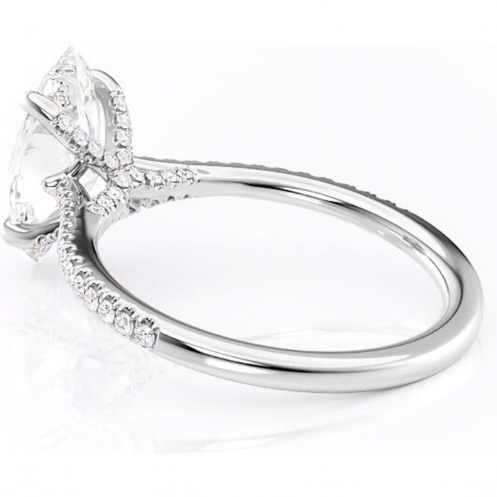 Inel de logodnă Noa din aur Alb 14kt cu moissanite tăietură marquise – Montură pavé rafinată pentru profil înalt | Personalizează și configurează gratuit online [5]