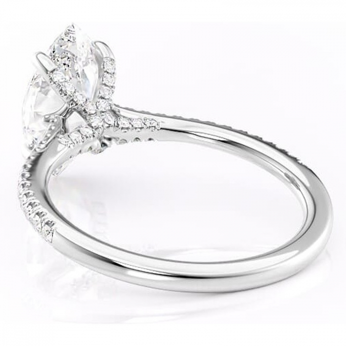 Inel de logodnă Noa din aur Alb 14kt cu moissanite tăietură marquise – Montură pavé rafinată pentru profil înalt | Personalizează și configurează gratuit online [4]