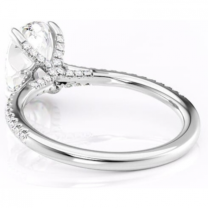 Inel de logodnă Noa din aur Alb 18kt cu moissanite tăietură ovală – Montură pavé rafinată pentru profil înalt | Personalizează și configurează gratuit online [4]