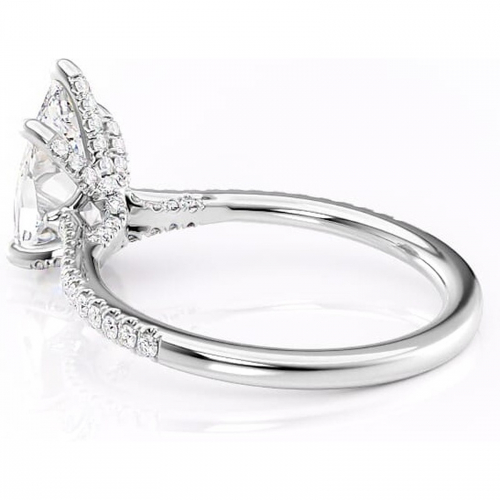 Inel de logodnă Noa din aur Alb 14kt cu moissanite tăietură pară – Montură pavé rafinată pentru profil înalt | Personalizează și configurează gratuit online [5]