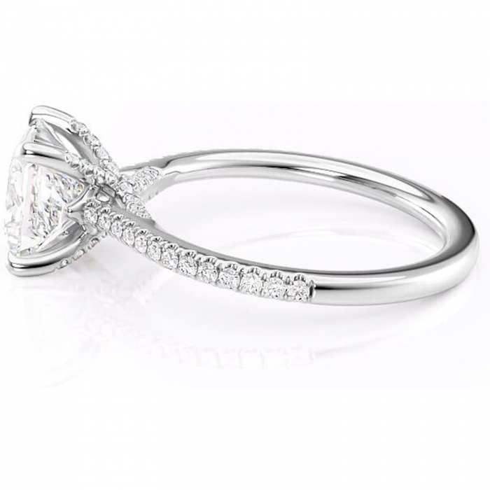 Inel de logodnă Noa din aur Alb 14kt cu moissanite tăietură princess – Montură pavé rafinată pentru profil înalt | Personalizează și configurează gratuit online [6]