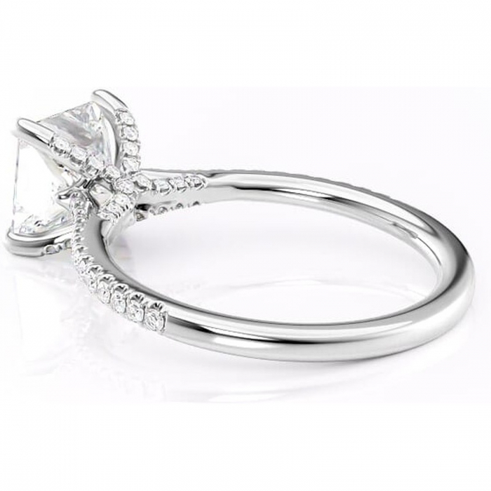 Inel de logodnă Noa din aur Alb 14kt cu moissanite tăietură princess – Montură pavé rafinată pentru profil înalt | Personalizează și configurează gratuit online [5]
