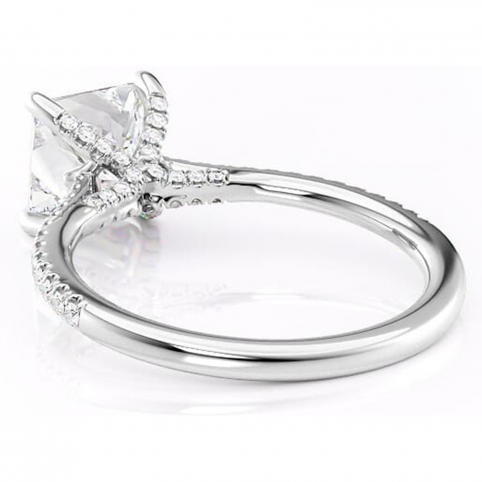Inel de logodnă Noa din aur Alb 14kt cu moissanite tăietură princess – Montură pavé rafinată pentru profil înalt | Personalizează și configurează gratuit online [4]