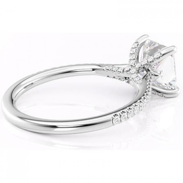 Inel de logodnă Noa din aur Alb 14kt cu moissanite tăietură princess – Montură pavé rafinată pentru profil înalt | Personalizează și configurează gratuit online [3]