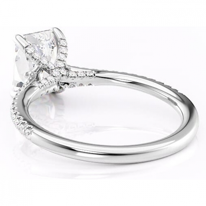 Inel de logodnă Noa din aur Alb 14kt cu moissanite tăietură radiantă – Montură pavé rafinată pentru profil înalt | Personalizează și configurează gratuit online [4]