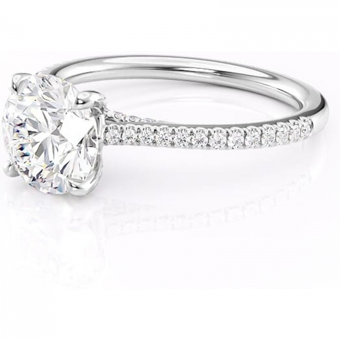 Inel de logodnă Noa din aur Alb 14kt cu moissanite tăietură rotundă – Montură pavé rafinată pentru profil înalt | Personalizează și configurează gratuit online [7]