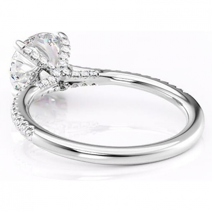 Inel de logodnă Noa din aur Alb 14kt cu moissanite tăietură rotundă – Montură pavé rafinată pentru profil înalt | Personalizează și configurează gratuit online [4]