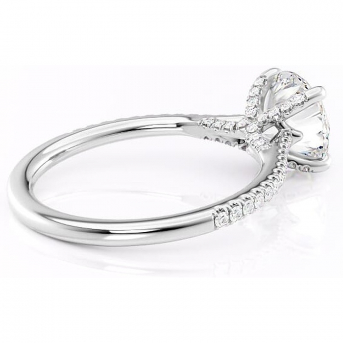 Inel de logodnă Noa din aur Alb 14kt cu moissanite tăietură rotundă – Montură pavé rafinată pentru profil înalt | Personalizează și configurează gratuit online [3]