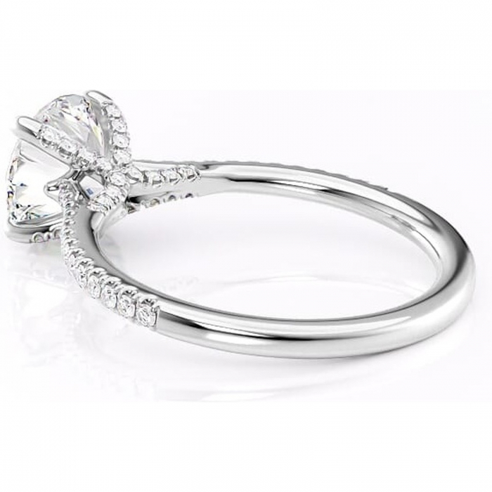 Inel de logodnă Noa din aur Alb 14kt cu moissanite tăietură rotundă – Montură pavé rafinată pentru profil înalt | Personalizează și configurează gratuit online [5]