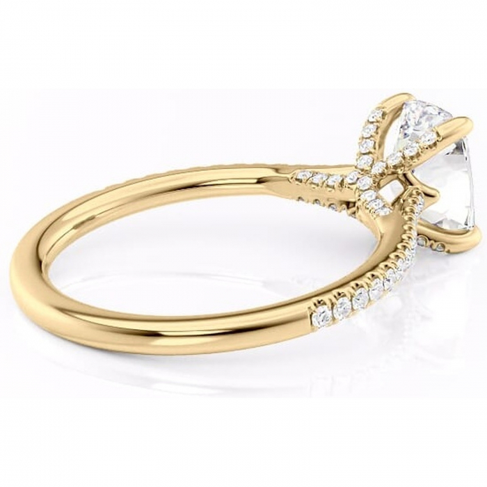 Inel de logodnă Noa din aur Galben 14kt cu moissanite tăietură asscher – Montură pavé rafinată pentru profil înalt | Personalizează și configurează gratuit online [3]