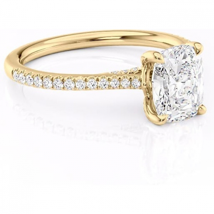 Inel de logodnă Noa din aur Galben 14kt cu moissanite tăietură asscher – Montură pavé rafinată pentru profil înalt | Personalizează și configurează gratuit online [1]