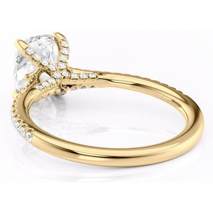 Inel de logodnă Noa din aur Galben 14kt cu moissanite tăietură asscher – Montură pavé rafinată pentru profil înalt | Personalizează și configurează gratuit online [4]