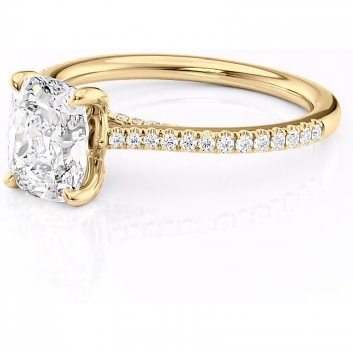 Inel de logodnă Noa din aur Galben 14kt cu moissanite tăietură asscher – Montură pavé rafinată pentru profil înalt | Personalizează și configurează gratuit online [7]