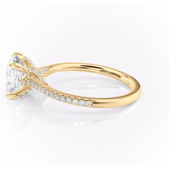Inel de logodnă Noa din aur Galben 14kt cu moissanite tăietură asscher – Montură pavé rafinată pentru profil înalt | Personalizează și configurează gratuit online [6]