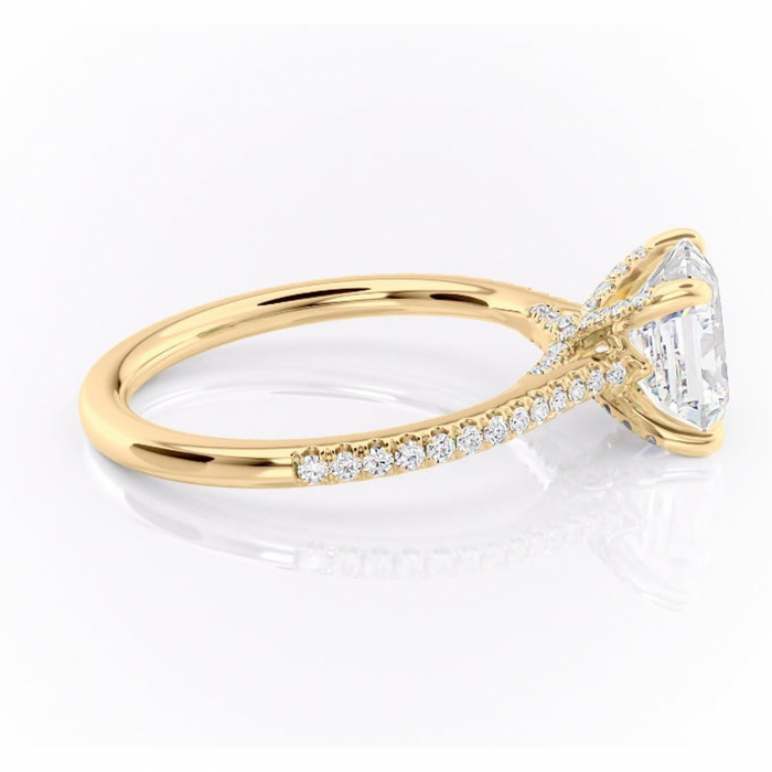 Inel de logodnă Noa din aur Galben 14kt cu moissanite tăietură asscher – Montură pavé rafinată pentru profil înalt | Personalizează și configurează gratuit online [2]