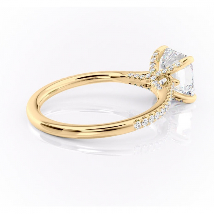Inel de logodnă Noa din aur Galben 14kt cu moissanite tăietură asscher – Montură pavé rafinată pentru profil înalt | Personalizează și configurează gratuit online [3]
