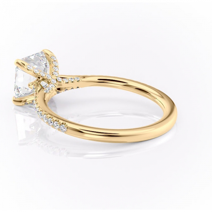 Inel de logodnă Noa din aur Galben 14kt cu moissanite tăietură asscher – Montură pavé rafinată pentru profil înalt | Personalizează și configurează gratuit online [5]