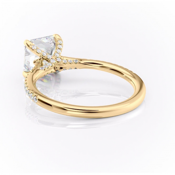 Inel de logodnă Noa din aur Galben 14kt cu moissanite tăietură asscher – Montură pavé rafinată pentru profil înalt | Personalizează și configurează gratuit online [4]