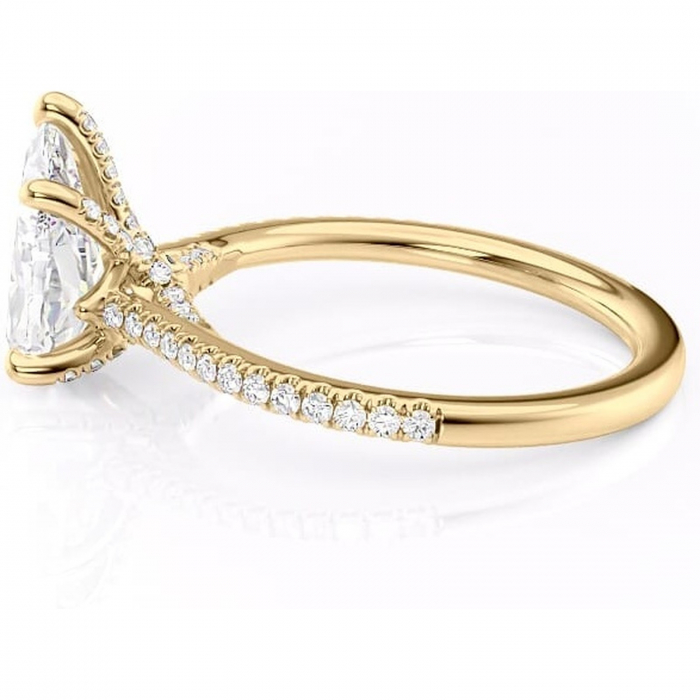 Inel de logodnă Noa din aur Galben 18kt cu moissanite tăietură pară – Montură pavé rafinată pentru profil înalt | Personalizează și configurează gratuit online [6]