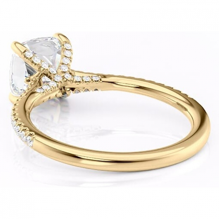 Inel de logodnă Noa din aur Galben 18kt cu moissanite tăietură pernă – Montură pavé rafinată pentru profil înalt | Personalizează și configurează gratuit online [4]