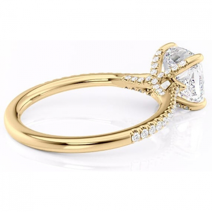 Inel de logodnă Noa din aur Galben 18kt cu moissanite tăietură pernă – Montură pavé rafinată pentru profil înalt | Personalizează și configurează gratuit online [3]