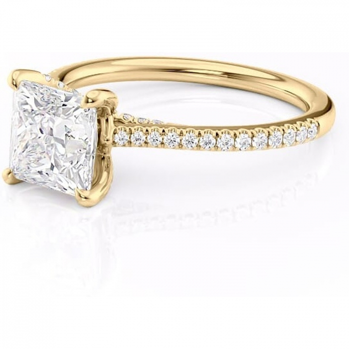 Inel de logodnă Noa din aur Galben 18kt cu moissanite tăietură princess – Montură pavé rafinată pentru profil înalt | Personalizează și configurează gratuit online [7]