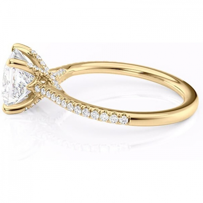 Inel de logodnă Noa din aur Galben 18kt cu moissanite tăietură princess – Montură pavé rafinată pentru profil înalt | Personalizează și configurează gratuit online [6]