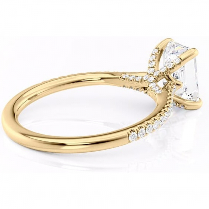 Inel de logodnă Noa din aur Galben 14kt cu moissanite tăietură radiantă – Montură pavé rafinată pentru profil înalt | Personalizează și configurează gratuit online [3]