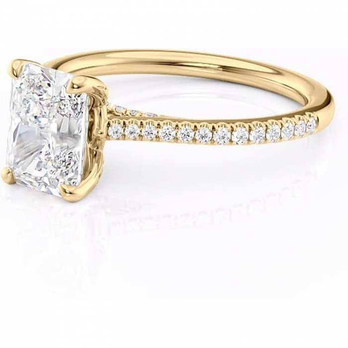 Inel de logodnă Noa din aur Galben 14kt cu moissanite tăietură radiantă – Montură pavé rafinată pentru profil înalt | Personalizează și configurează gratuit online [7]
