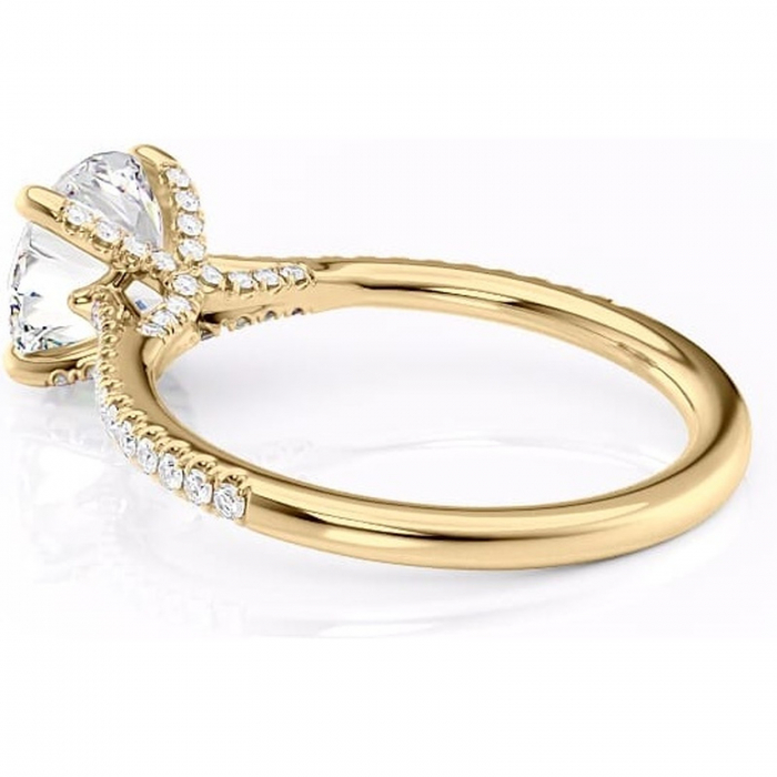 Inel de logodnă Noa din aur Galben 14kt cu moissanite tăietură rotundă – Montură pavé rafinată pentru profil înalt | Personalizează și configurează gratuit online [5]